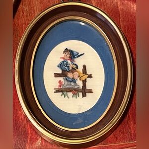 Vintage Petite Point in Oval Frame